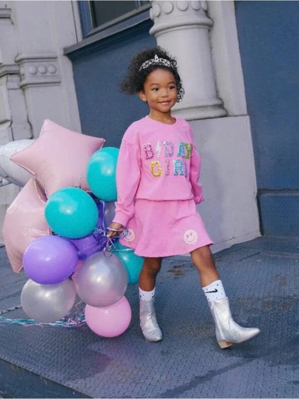 Excellent condition Lola + The Boys Pink Smile Embellished Bday Skirt Size:6 - Picture 2 of 9